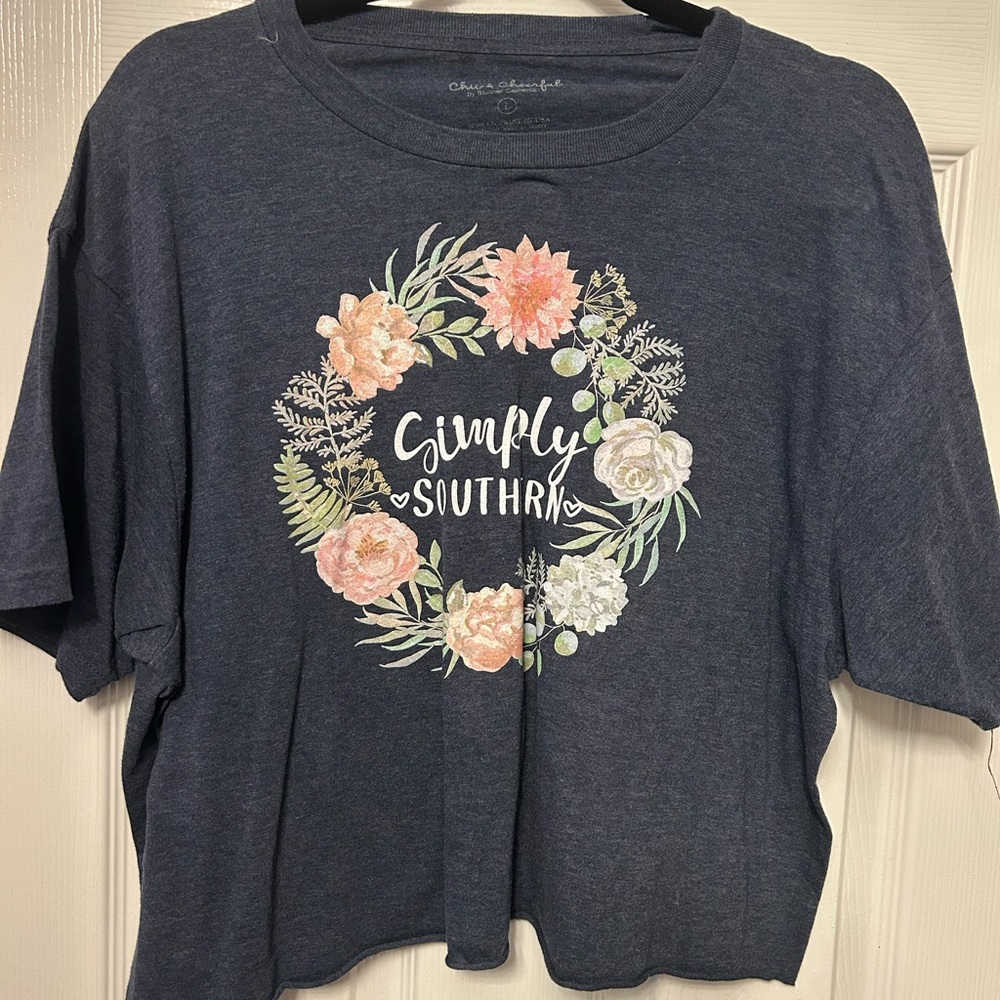 Simply Southern Women's Navy Floral Tee